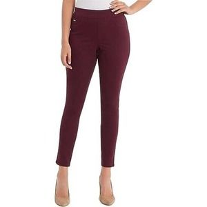 Nine West Women's Heidi Pull On Skinny Twill Pants Size 4 Tawny Port Wine